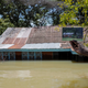 A photo showing a structure before it was submerged under rising water in Lake Baringo, Kenya, Aug. 25, 2020.